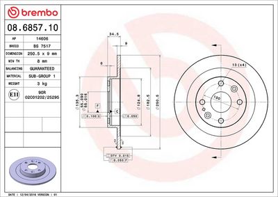 Тормозной диск BREMBO 08.6857.10