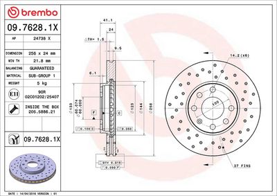 Тормозной диск BREMBO 09.7628.1X