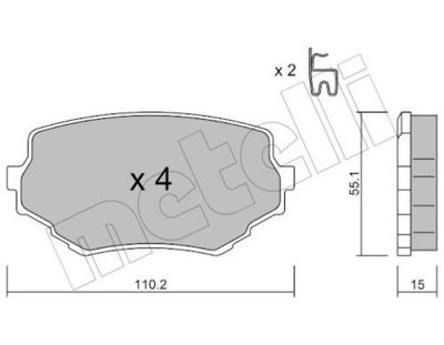 Bremžu uzliku kompl., Disku bremzes METELLI 22-0249-0