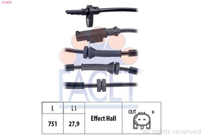 Датчик, частота вращения колеса FACET 21.0226