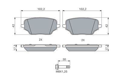 Комплект тормозных колодок, дисковый тормоз BOSCH 0 986 460 286