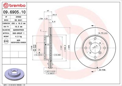Bremžu diski BREMBO 09.6905.10