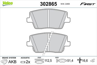 Bremžu uzliku kompl., Disku bremzes VALEO 302865