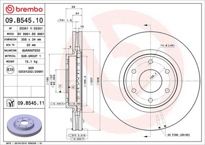Тормозной диск BREMBO 09.B545.11