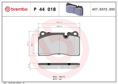 Bremžu uzliku kompl., Disku bremzes BREMBO P 44 018
