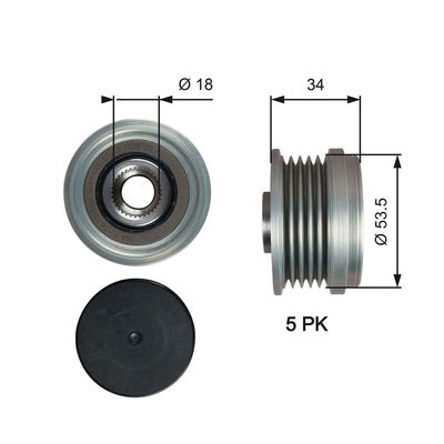 Механизм свободного хода генератора GATES OAP7202