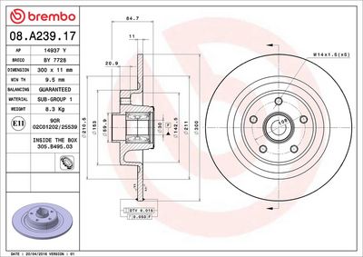 Bremžu diski BREMBO 08.A239.17