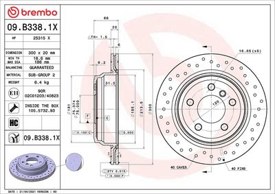 Тормозной диск BREMBO 09.B338.1X