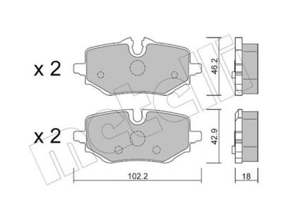 Комплект тормозных колодок, дисковый тормоз METELLI 22-1368-0