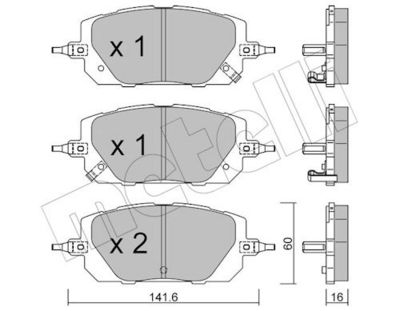 Bremžu uzliku kompl., Disku bremzes METELLI 22-1295-0