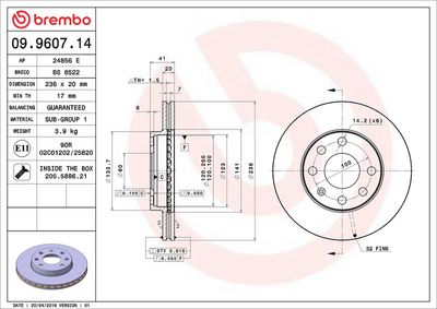 Тормозной диск BREMBO 09.9607.14