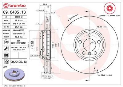 Тормозной диск BREMBO 09.C405.13