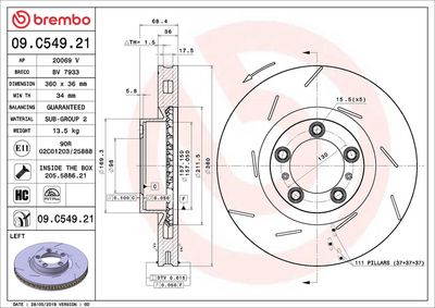 Тормозной диск BREMBO 09.C549.21