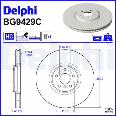 Тормозной диск DELPHI BG9429C
