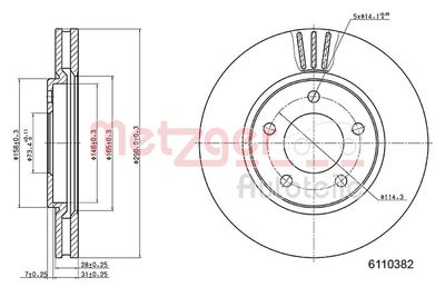 Тормозной диск METZGER 6110382