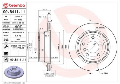 Тормозной диск BREMBO 09.B411.11