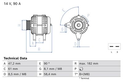 Генератор BOSCH 0 986 085 050
