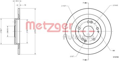 Тормозной диск METZGER 6110790