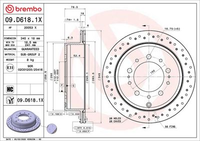 Bremžu diski BREMBO 09.D618.1X