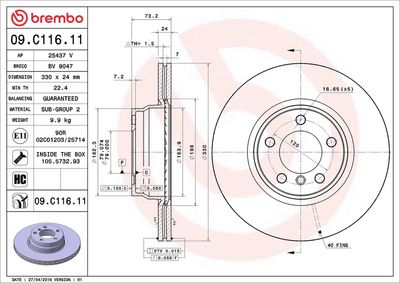 Тормозной диск BREMBO 09.C116.11