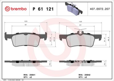 Bremžu uzliku kompl., Disku bremzes BREMBO P 61 121