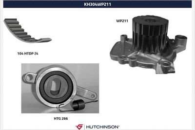 Ūdenssūknis + Zobsiksnas komplekts HUTCHINSON KH 304WP211