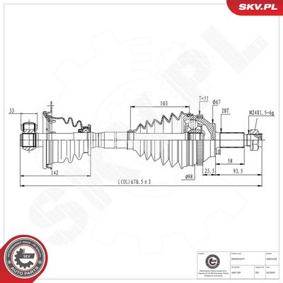 Piedziņas vārpsta ESEN SKV 40SKV253