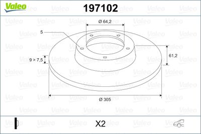 Тормозной диск VALEO 197102