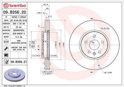 Тормозной диск BREMBO 09.B356.21