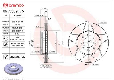 Тормозной диск BREMBO 09.5509.75