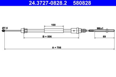Тросик, cтояночный тормоз ATE 24.3727-0828.2