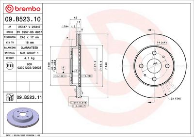 Тормозной диск BREMBO 09.B523.10
