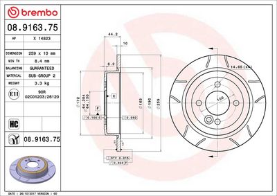 Bremžu diski BREMBO 08.9163.75