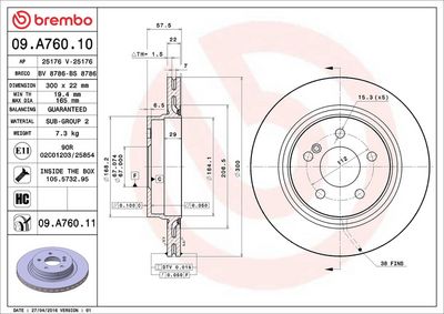 Тормозной диск BREMBO 09.A760.11