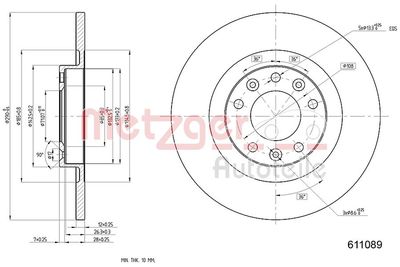 Тормозной диск METZGER 6110890