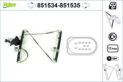 Stikla pacelšanas mehānisms VALEO 851534