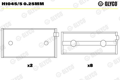 Kloķvārpstas gultnis GLYCO H1045/5 0.25mm
