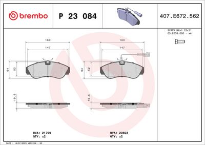 Bremžu uzliku kompl., Disku bremzes BREMBO P 23 084
