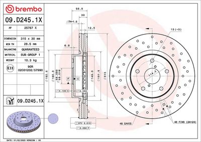 Bremžu diski BREMBO 09.D245.1X