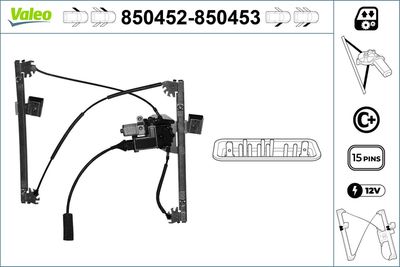 Stikla pacelšanas mehānisms VALEO 850452