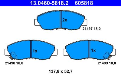 Bremžu uzliku kompl., Disku bremzes ATE 13.0460-5818.2