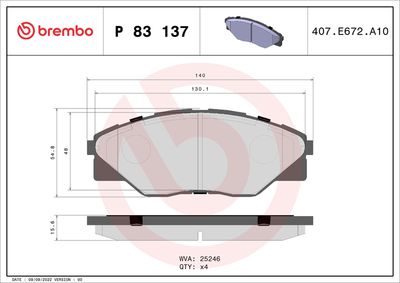 Bremžu uzliku kompl., Disku bremzes BREMBO P 83 137