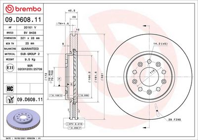 Тормозной диск BREMBO 09.D608.11
