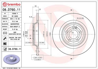 Тормозной диск BREMBO 08.D760.11