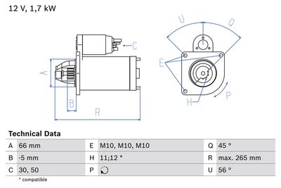 Стартер BOSCH 0 986 013 240