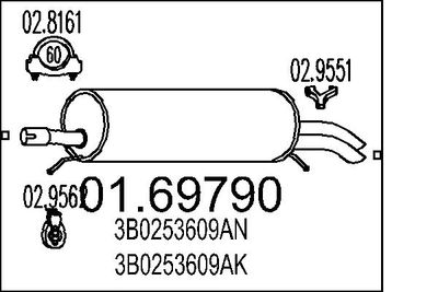 Глушитель выхлопных газов конечный MTS 01.69790