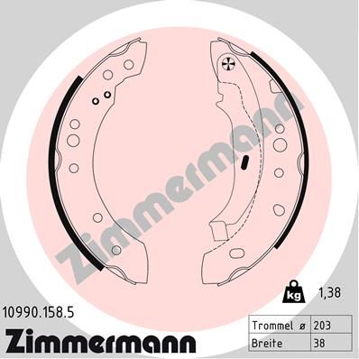 Bremžu loku komplekts ZIMMERMANN 10990.158.5