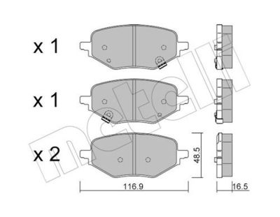 Bremžu uzliku kompl., Disku bremzes METELLI 22-1394-1