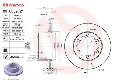 Тормозной диск BREMBO 09.C639.21