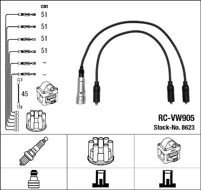 Augstsprieguma vadu komplekts NGK 8623
